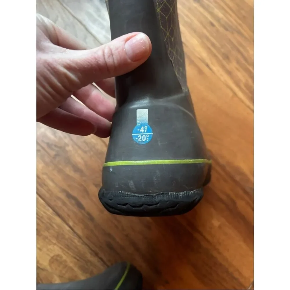 Bogs Gray Rain Boots with Lime Trim